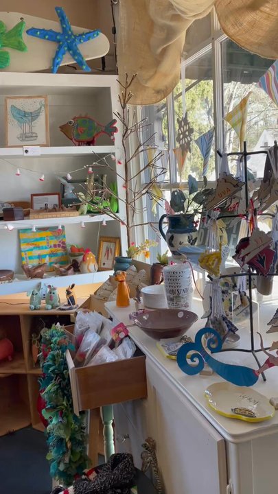 Juxtaposition Gallery And Gifts - Inside / Interior of shop - as quaint as can be - decorated for Christmas - so many unique one-of-kind (mostly) local artisan creations! - Gift Shops Near Me - Williamsburg, Virginia