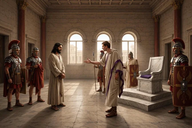 Pilate Questions Jesus in the Judgment Hall