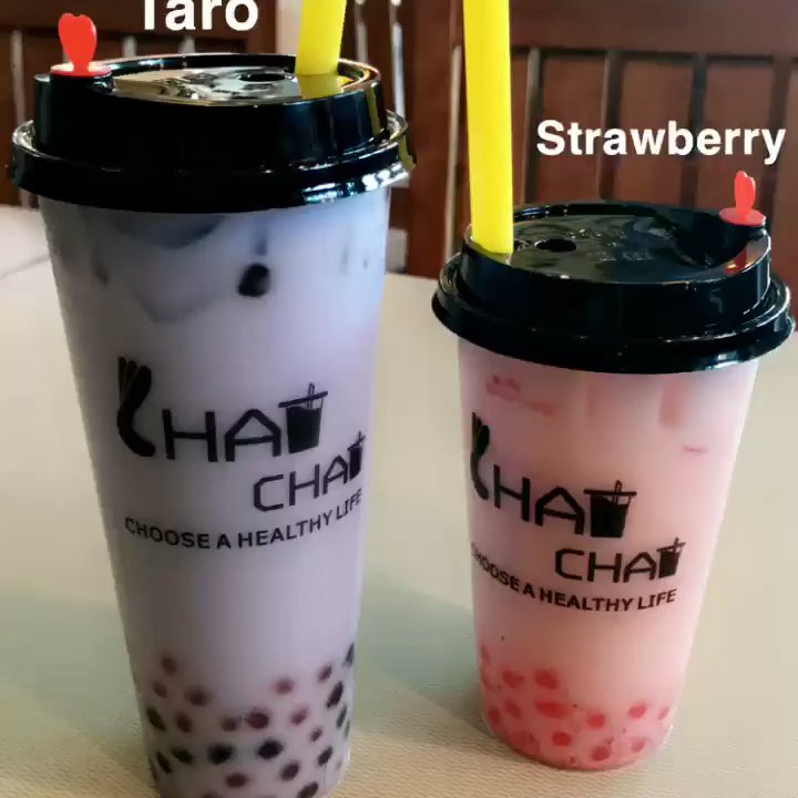 Chat Chat Boba - Taro milk tea and strawberry!! The strawberry popping boba is good with regular boba. I ended up going back for another drink before leaving - Bubble Tea Near Me - Orem, Utah