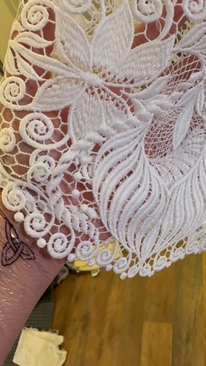 Hoda's Tailoring - Shows the lace under lace after shortening - Bridal Near Me - Fredericksburg, Virginia