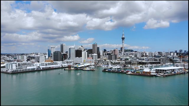 Skytower docks in Auckland, New Zealand 