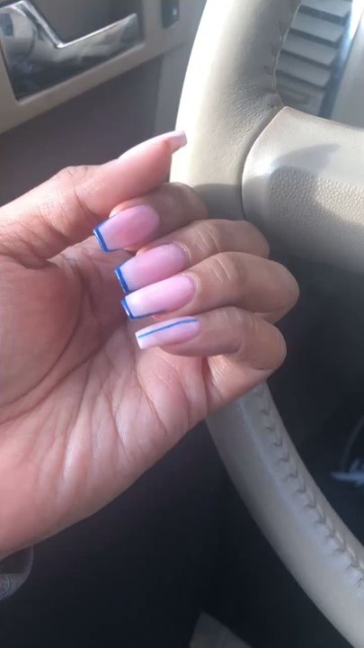Happiness Nails - DND 059 (Gel color) with Blue designs. - Nail Salons Near Me - Elk Grove, California