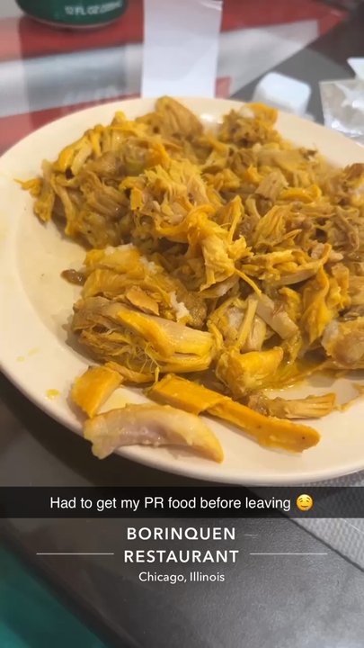 Borinquen - Lechón, add some of the garlic, you won't regret it. Bistec encebollado arroz con gandules and maduros. - Seafood Near Me - Chicago, Illinois