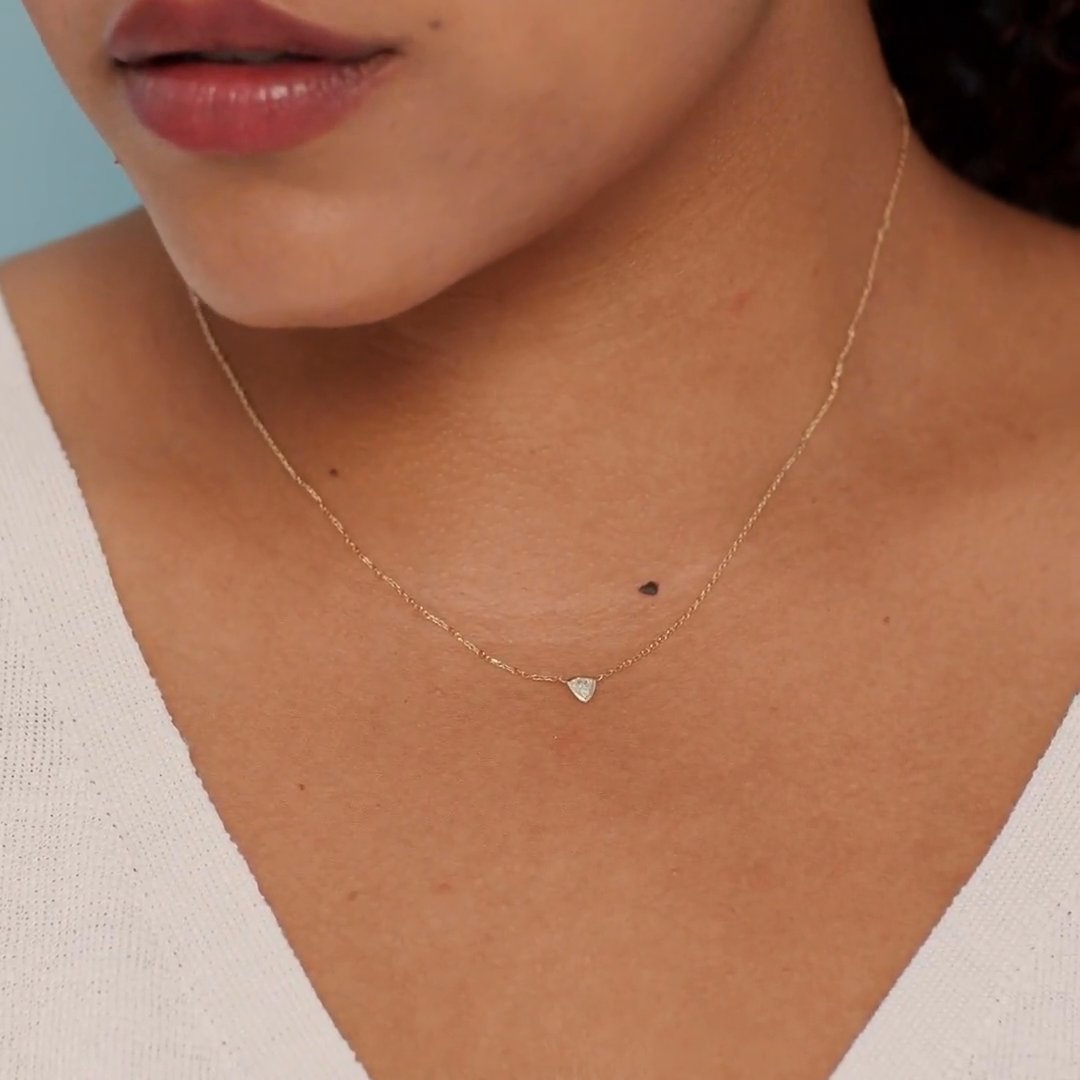 Knife-Edge Bezel Necklace | Trillion | 14k | Yellow Gold | chainLength: 16-18
