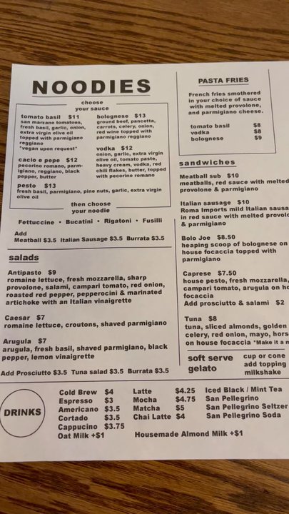 Noodies - Menu! - Gelato Near Me - Tucson, Arizona
