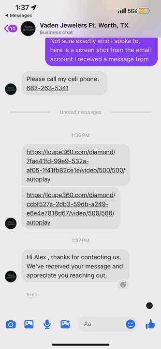 Vaden Jewelers - These are someone else's diamonds that they sent to me right after leaving their store - Jewelry Near Me - Azle, Texas