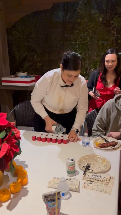 Party Butler - Mariu taking a minute to pour us shots. - Party & Event Planning Near Me - Lomita, California