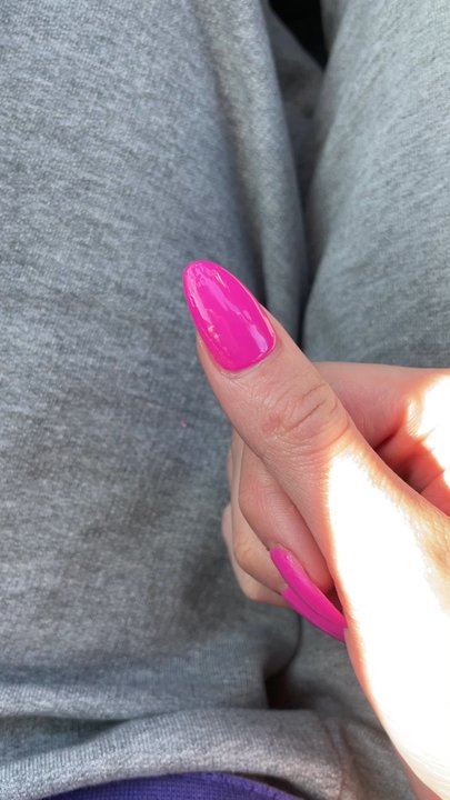 Golden Nails - You can see the rushed color application on my thumb and pointer finger and also gaps of the clear gel not being put on all the way. - Nail Salons Near Me - Huntley, Illinois
