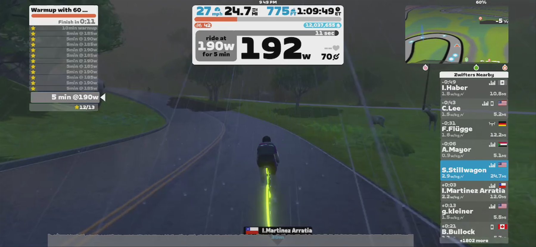 Zwift - Warmup with 60 min. of 80% in Watopia