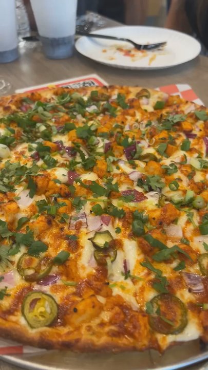Pizza Twist - Large Hand Tossed Achari Chicken Pizza - Pizza Near Me - Conroe, Texas
