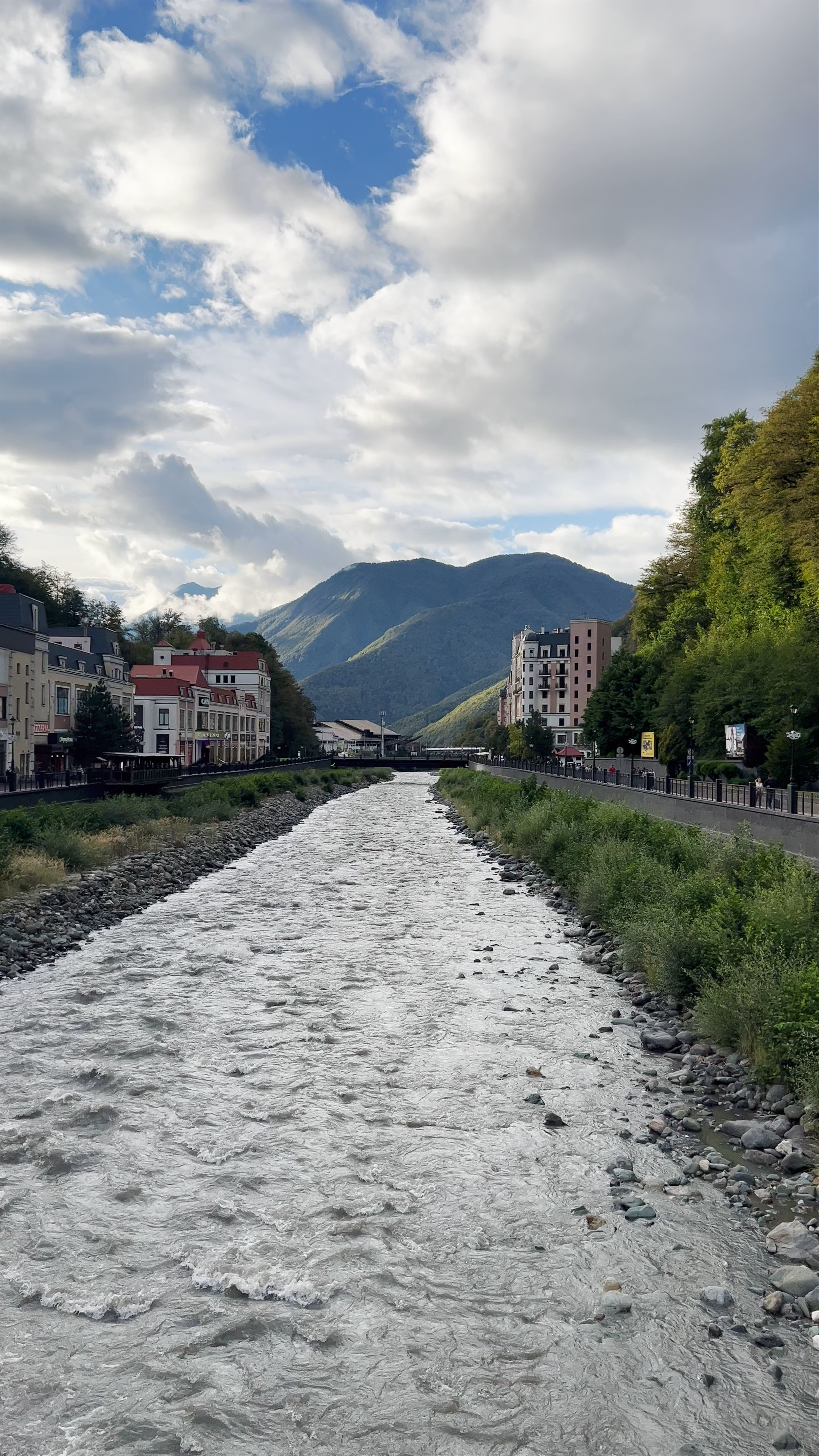 Tranquil Mountain River in Estosadok, Russia