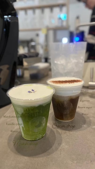 Coffee Lunar - Their signature drop series  match drop & cream drop - Desserts Near Me - North York, Ontario