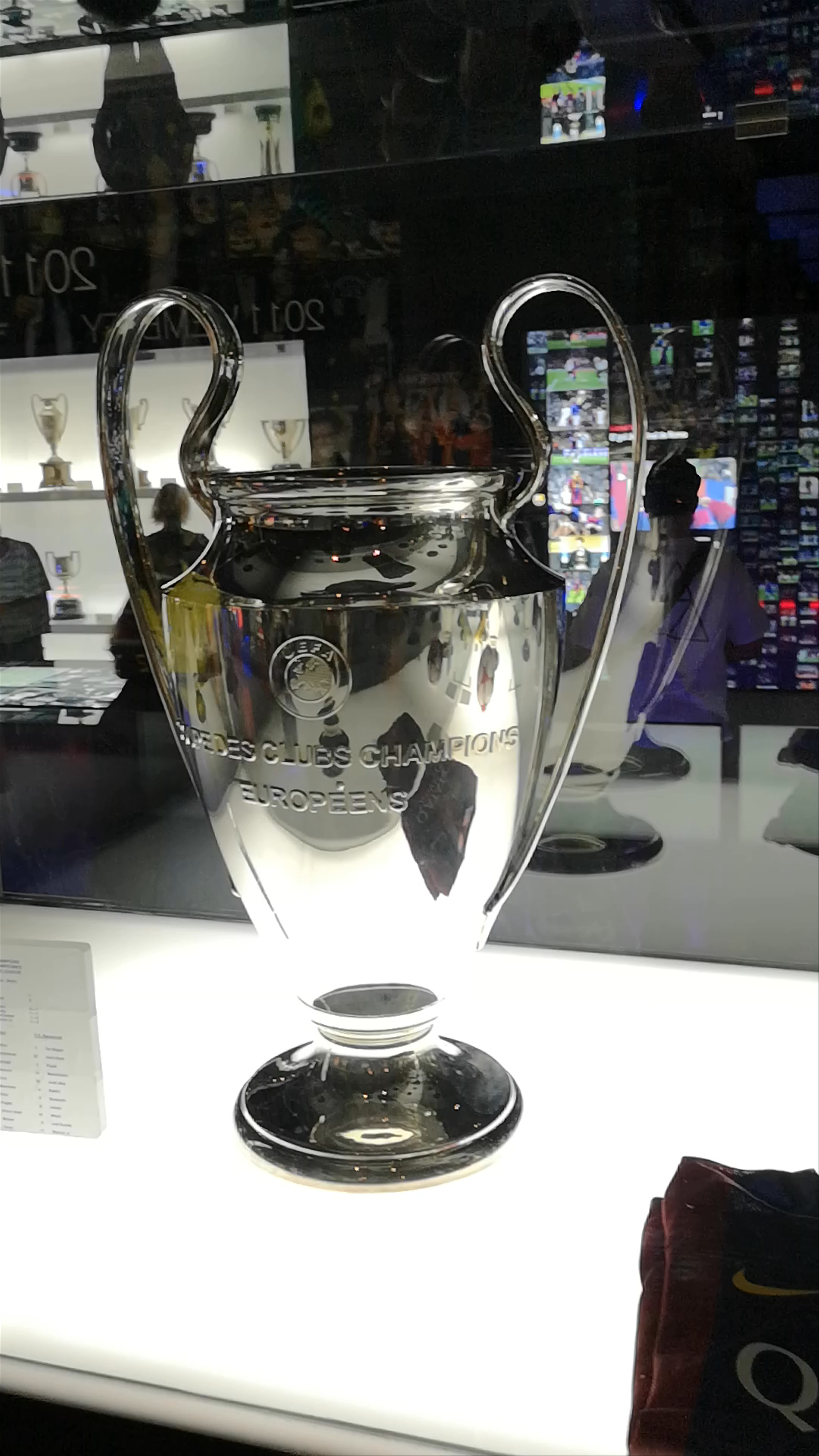 Champions League Trophy Display at Palau Blaugrana, Barcelona
