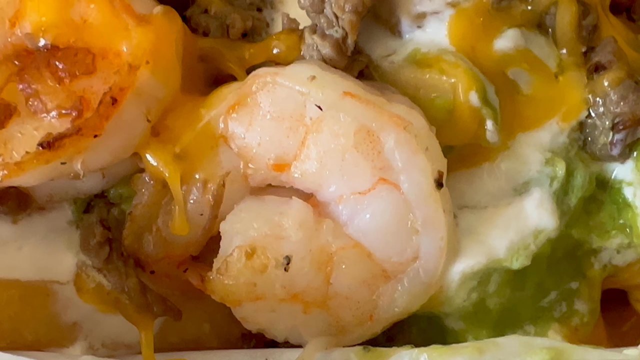 Valerie's Taco Shop - Surf and Turf Fries! YUMMY! - Tacos Near Me - Carlsbad, California