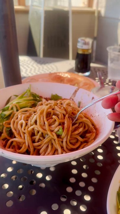 Pan Dumpling House - A very long Noodle Pull!!!! - Chinese Near Me - Corona, California