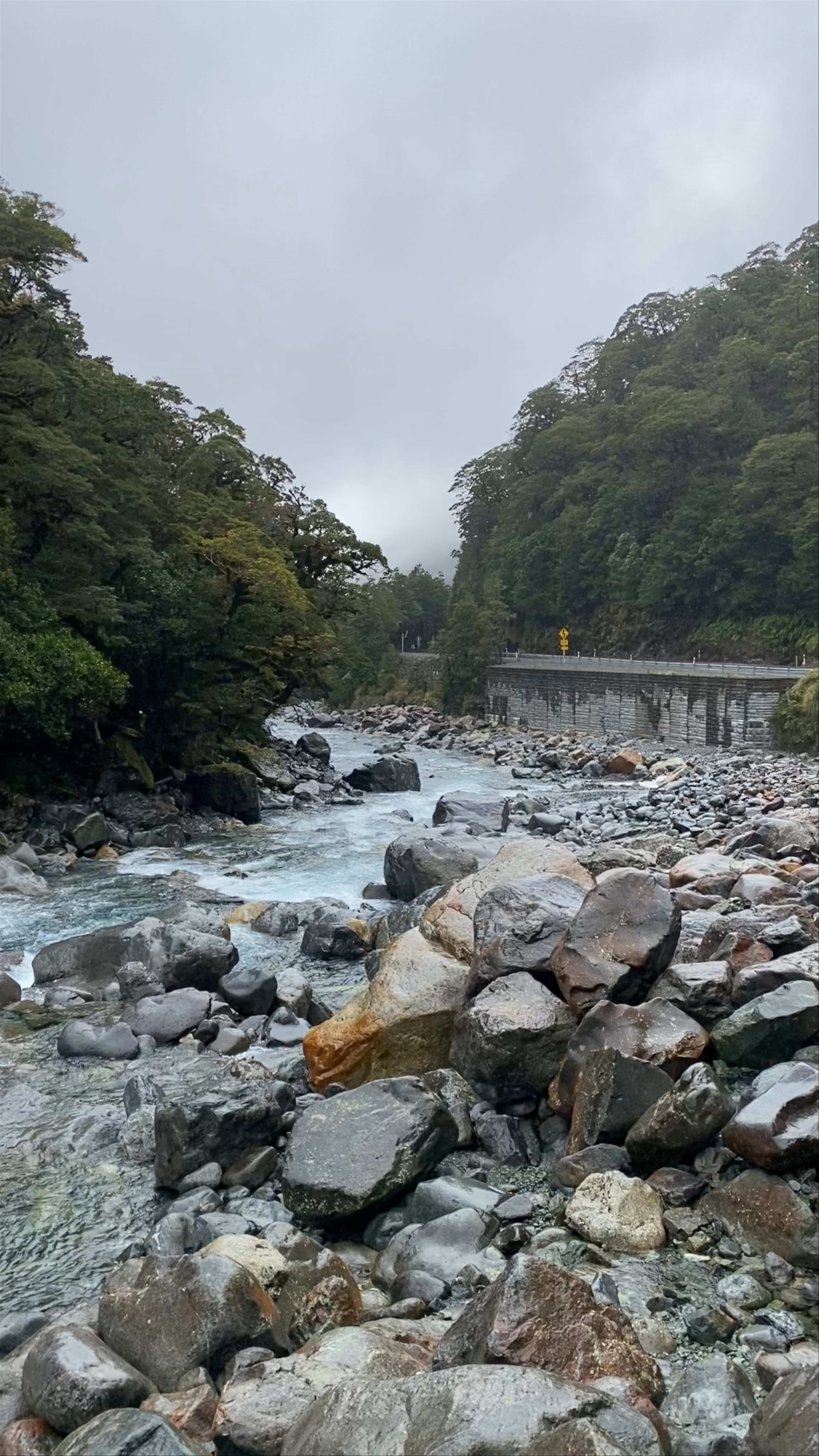 Christie Falls Along Milford Sound Highway in Fiordland National Park, New Zealand