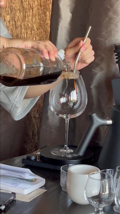 Tangible Gratitude - Pouring a hybrid brew through a special aerator! - Coffee & Tea Near Me - Hermosa Beach, California