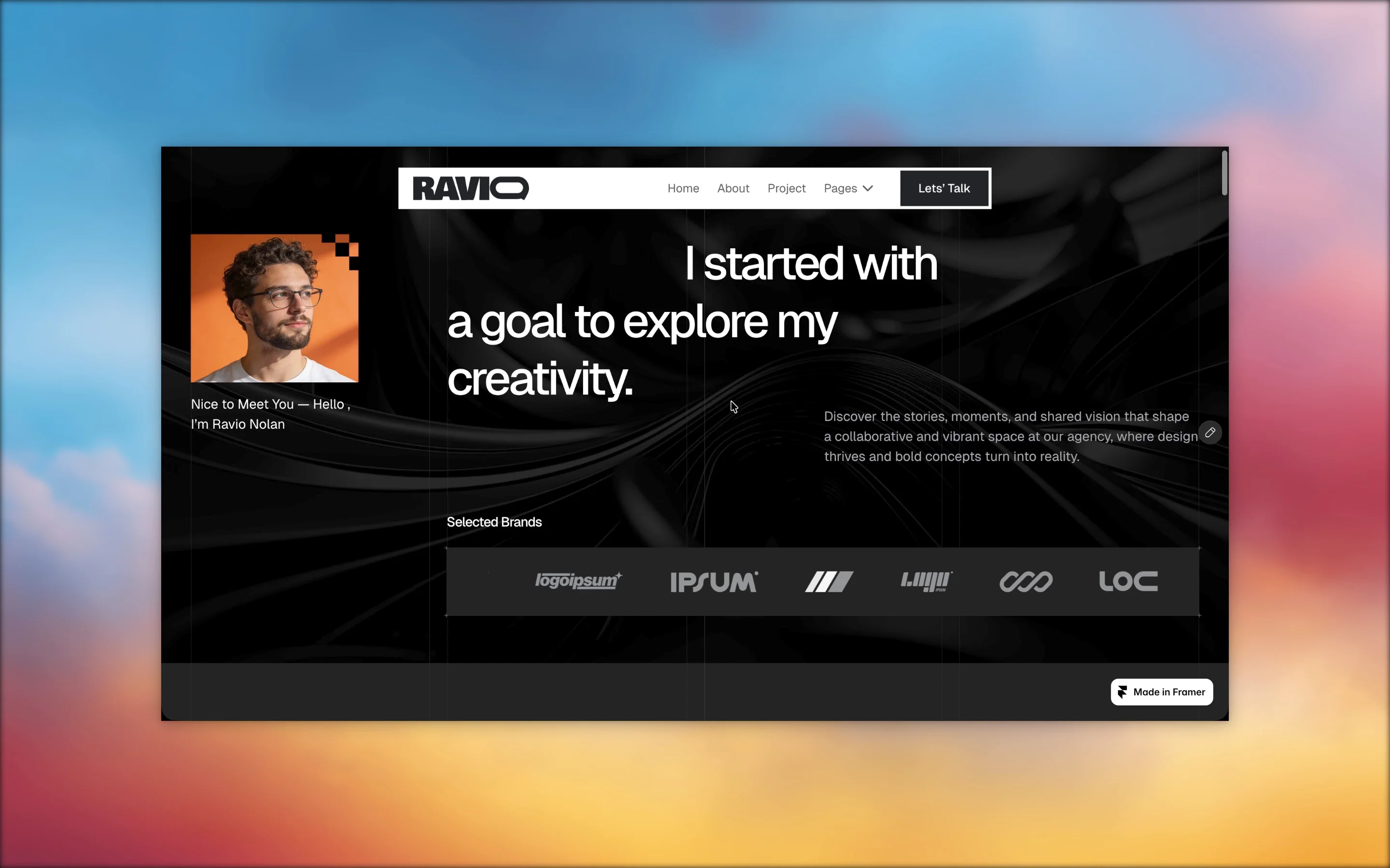 🔥 Guys, have you explored RAVIO yet?A modern Framer template crafted for high impact agencies, creative studios, and teams looking to showcase their work in style.Explore RAVIO: https://ravio.framer.website/#Framer #FramerTemplates #Ravio #AgencyTemplate #CreativeAgency #DigitalAgency #WebDesign #NoCode #UIDesign #DesignMonks