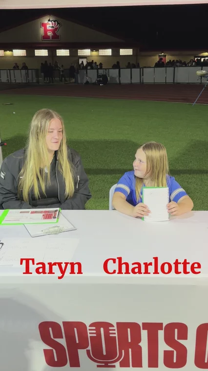 Charlotte, Jr Sportscaster, interviews Taryn