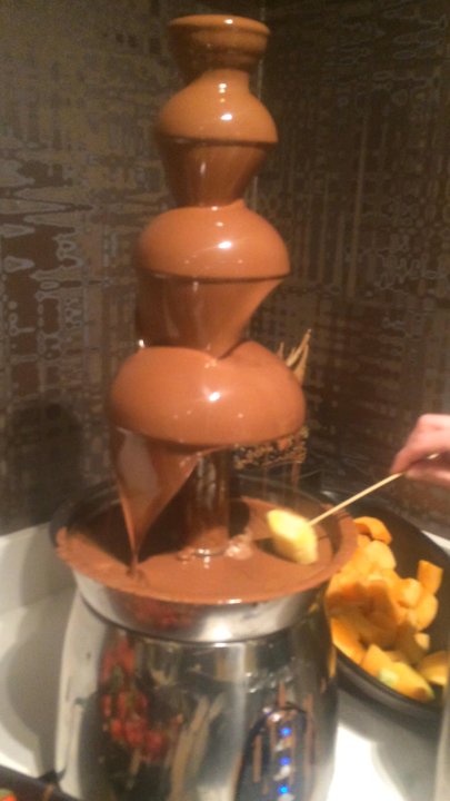 Stages Kitchen & Bar - Chocolate fountain with mounds of fresh strawberries - Coffee & Tea Near Me - Edmonton, Alberta