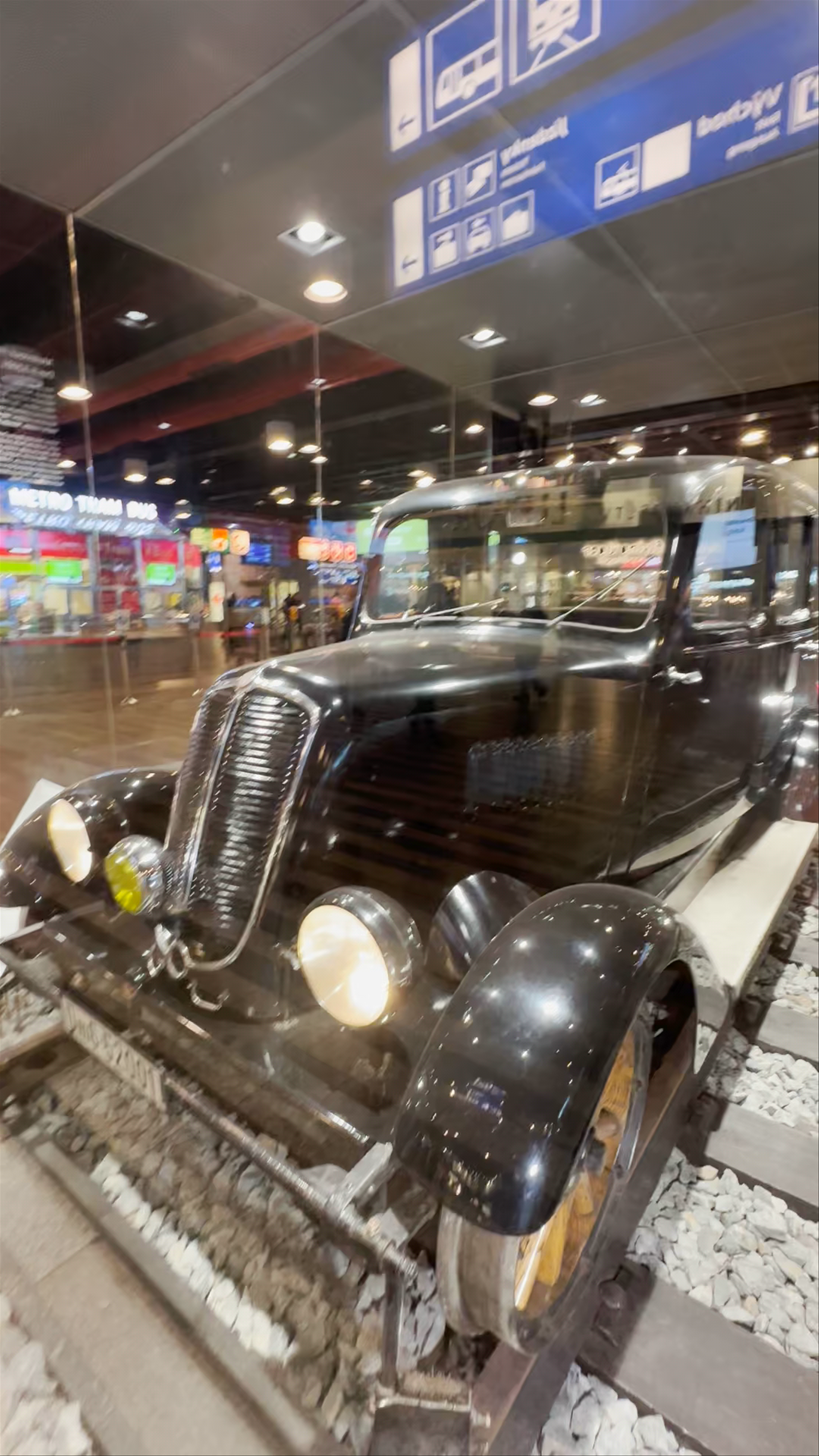 Historic Vintage Car at Prague Main Train Station