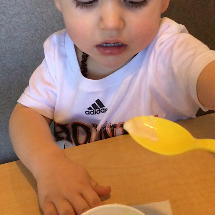 Mighty Moo Ice Cream - Enjoying his kiddie scoop - Ice Cream & Frozen Yogurt Near Me - Youngtown, Arizona