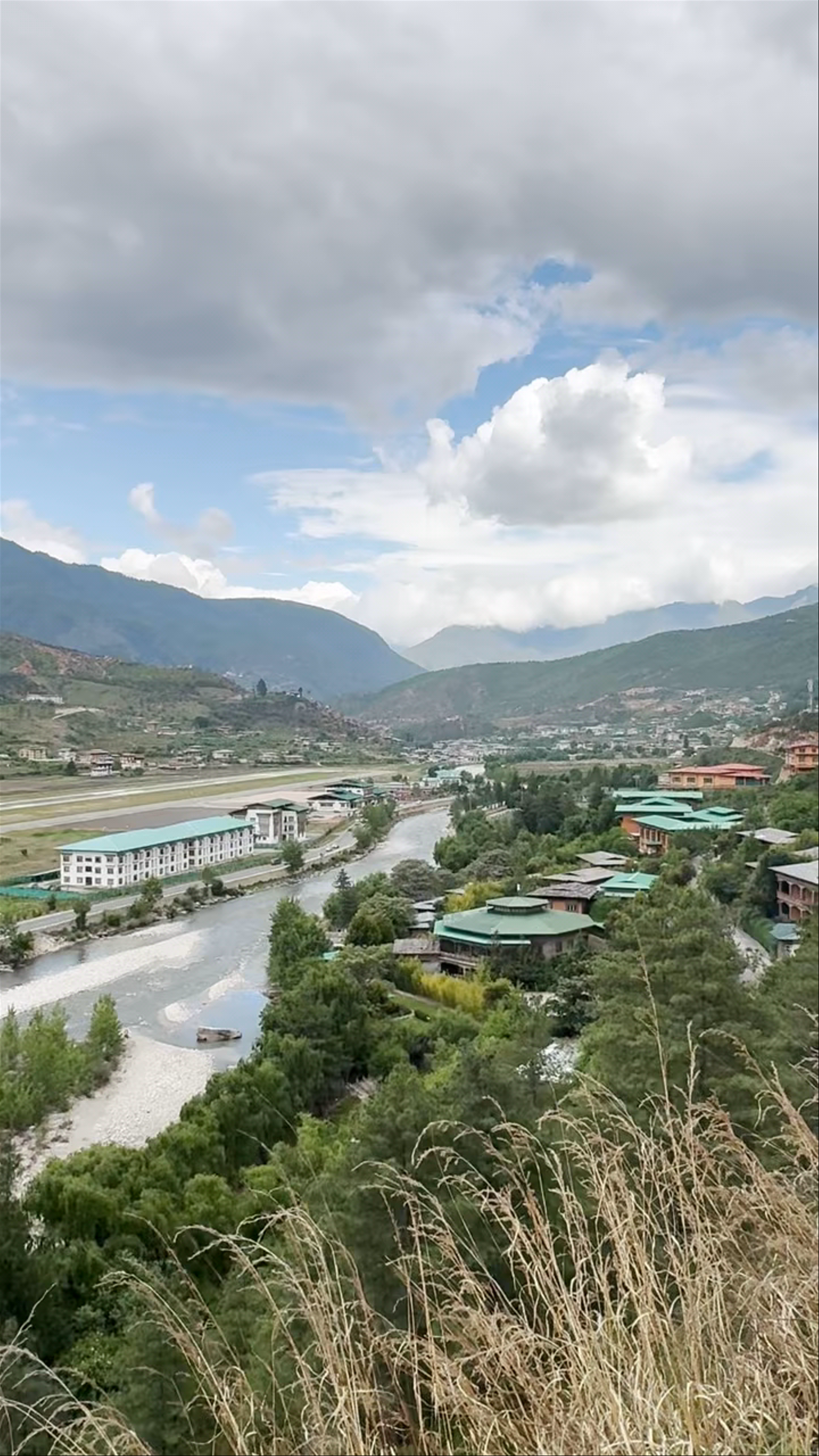 Bird's Eye View of Paro Airport and Valley, Bhutan