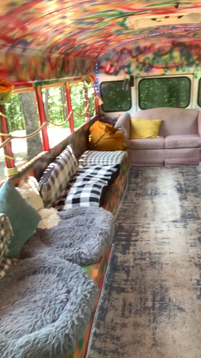 The Broken Tiki - Inside the shuttle ! So cute - Boat Tours Near Me - Hochatown, Oklahoma