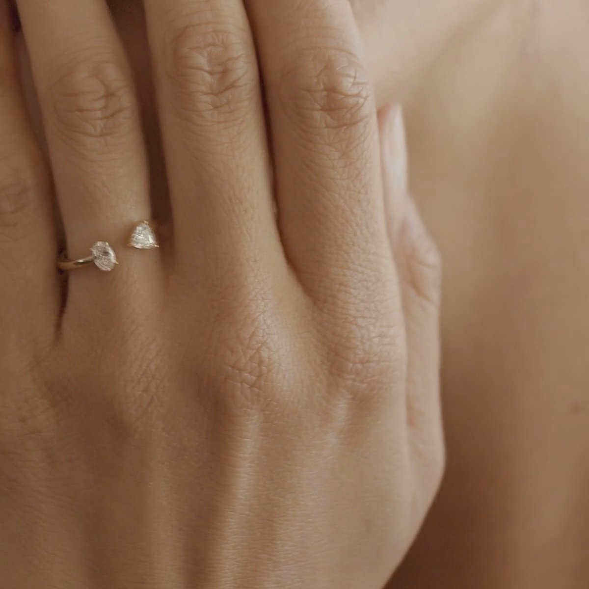 Mixed Cuff Ring | Oval and Trillion | 14k | Yellow Gold