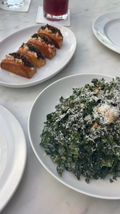 RH Rooftop Restaurant at RH Dallas - Mini lobster rolls with caviar & kale caesar salad! - American Near Me - Dallas, Texas