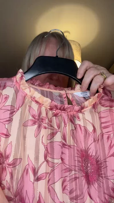 Joanna Hope Semi-Sheer 3/4 Length Sleeve Blouse