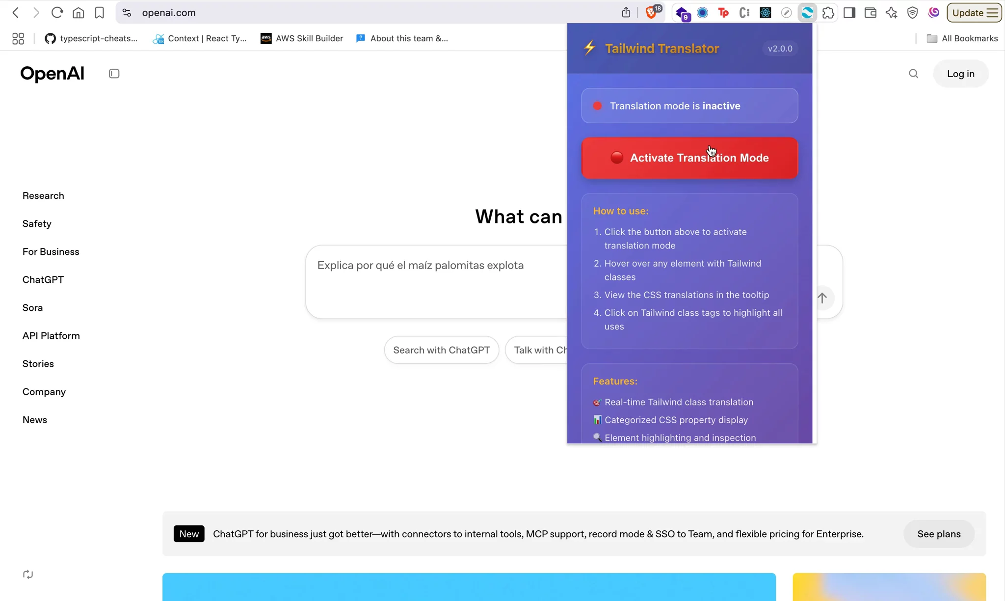 Tailwind Class Translator image 1