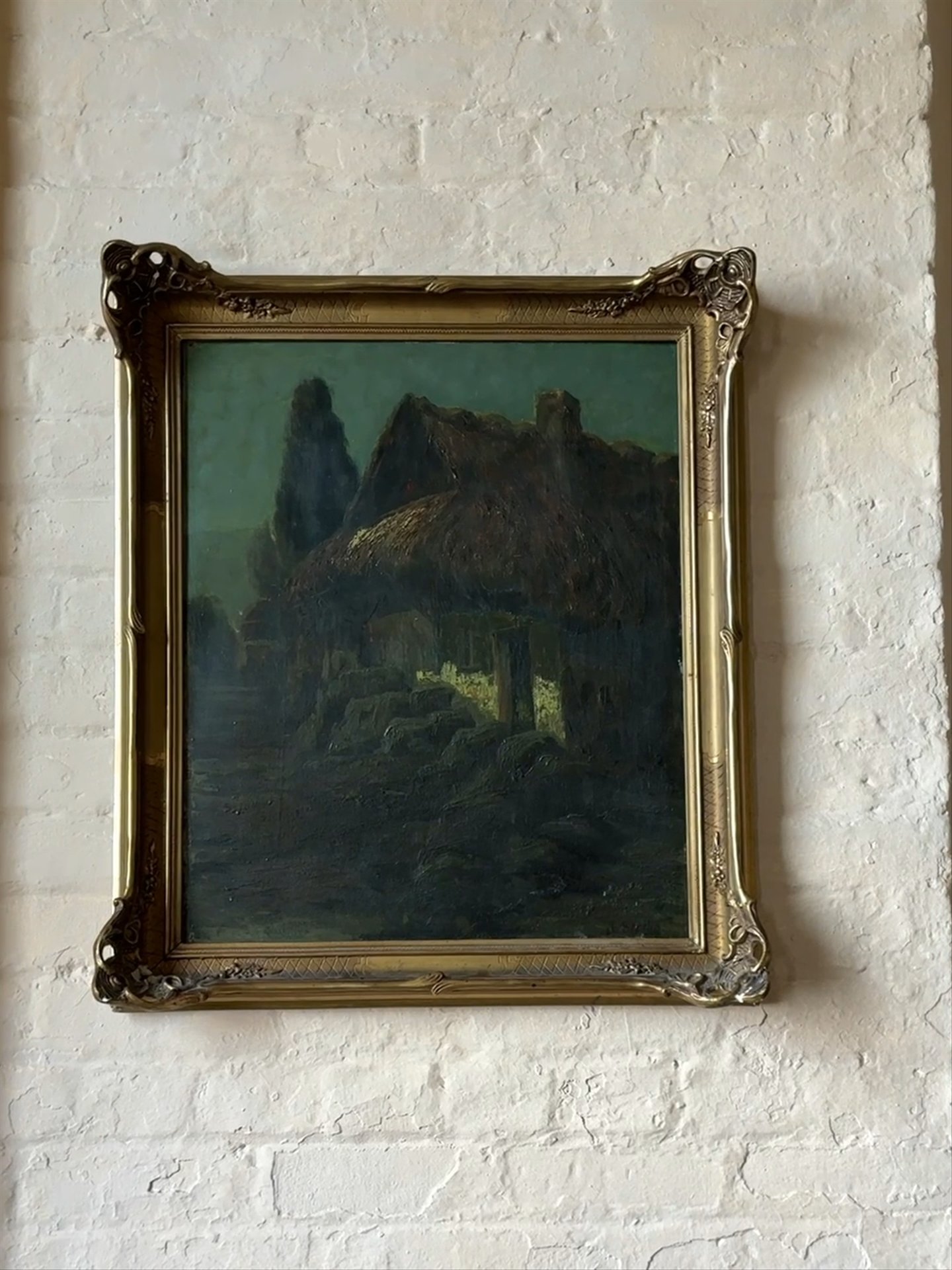 Provincial Village Painting, Signed Stellio