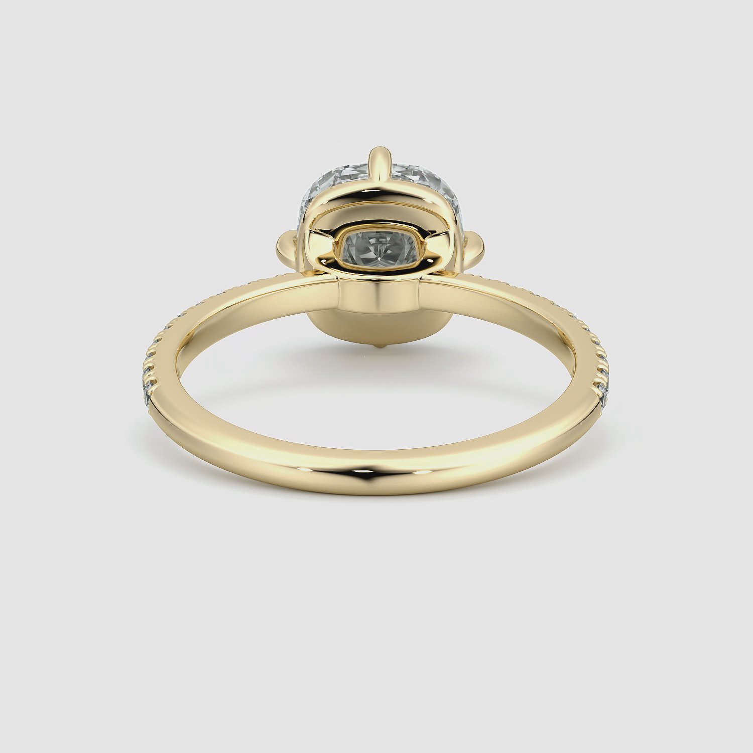 Anillo de compromiso Compass | Cojín | 18k | Oro amarillo | bandAccent: Pavé | diamondOrientation: vertical | caratWeight: other