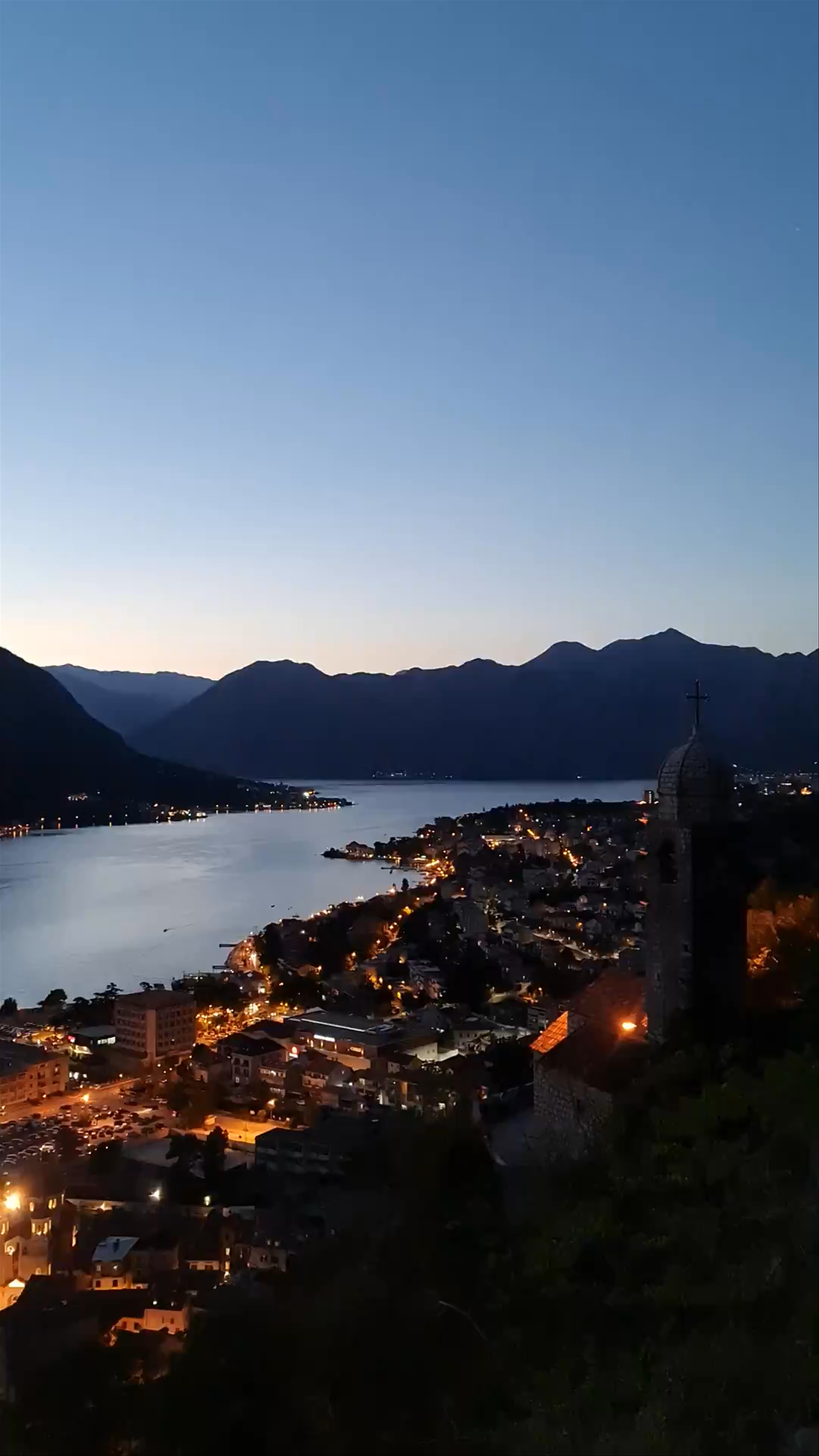 Magical Twilight Over Kotor Bay from Kotor Fortress, Montenegro