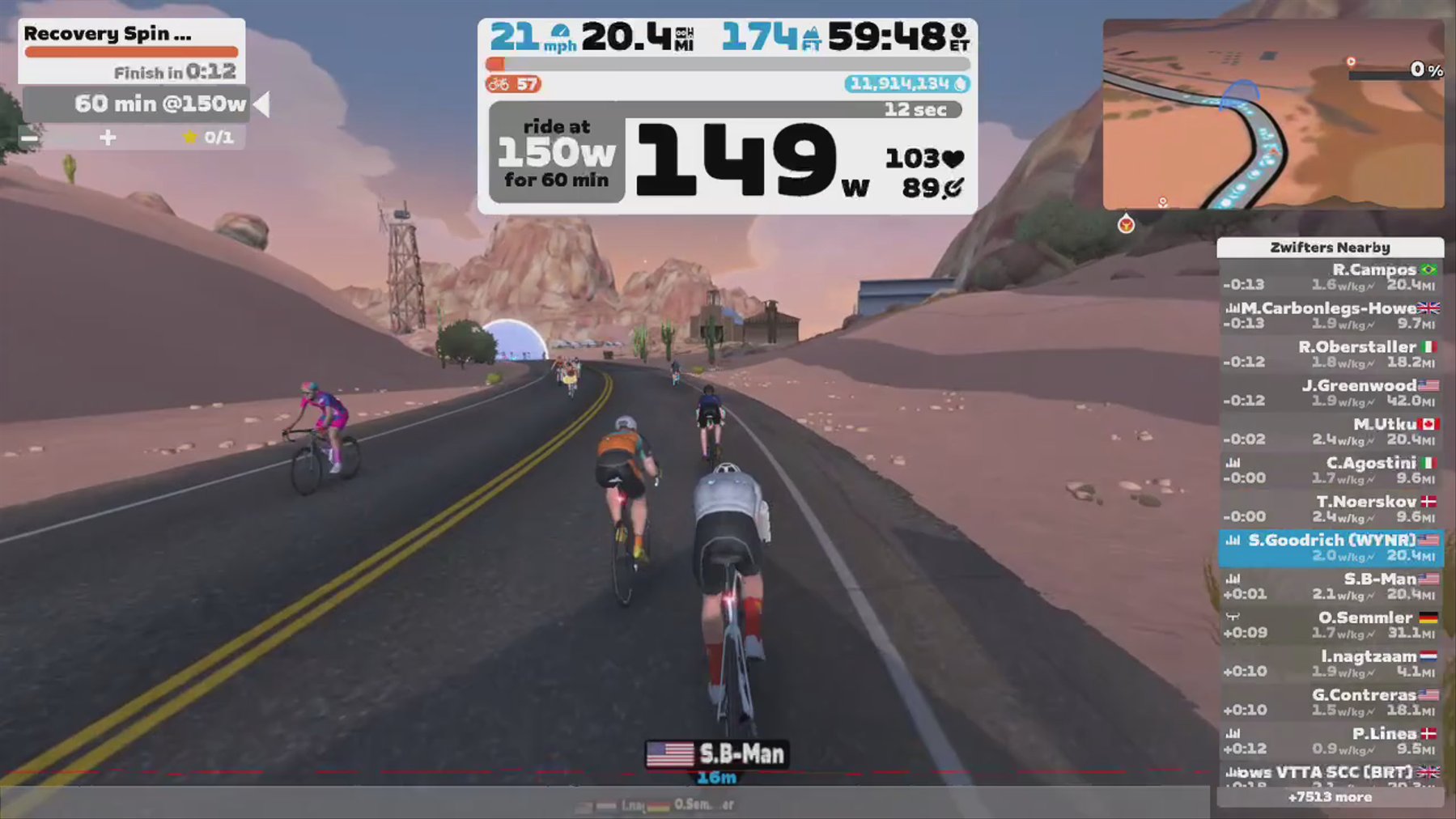 Zwift - Recovery Spin Power-based in Watopia