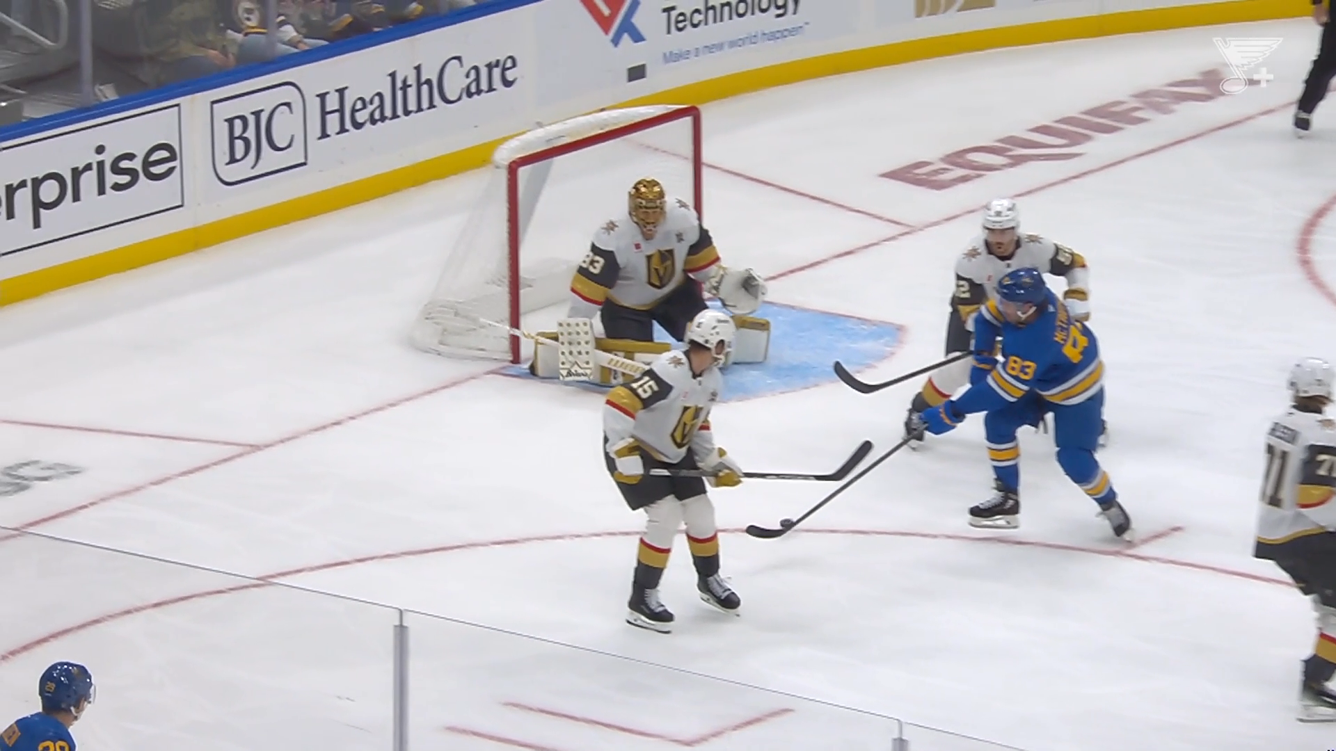Holloway Scores Twice as Blues Roll Past Golden Knights · Oct. 22, 2026