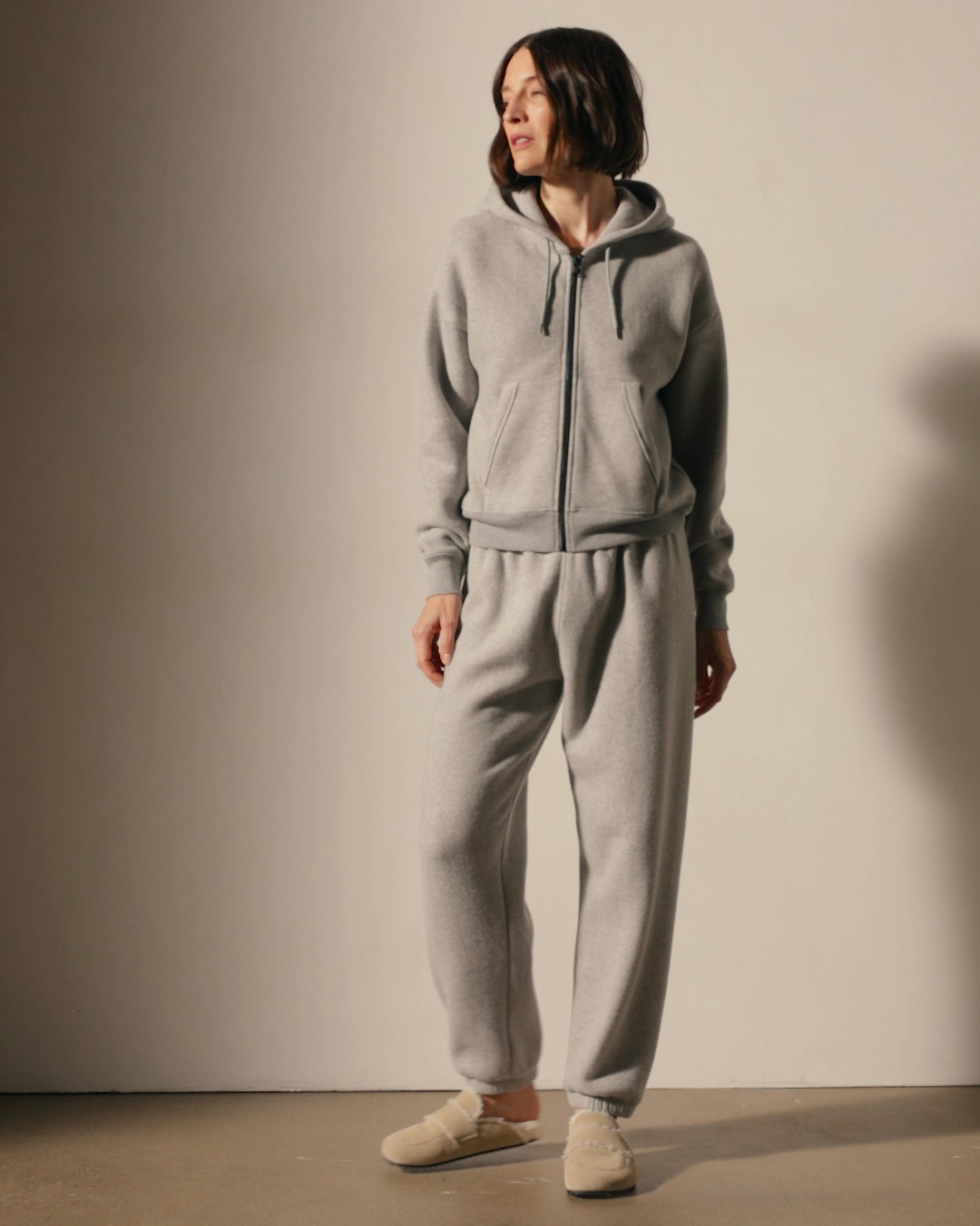 Cozy Fleece Zip Hoodie - Heather Grey | James Perse Los Angeles
