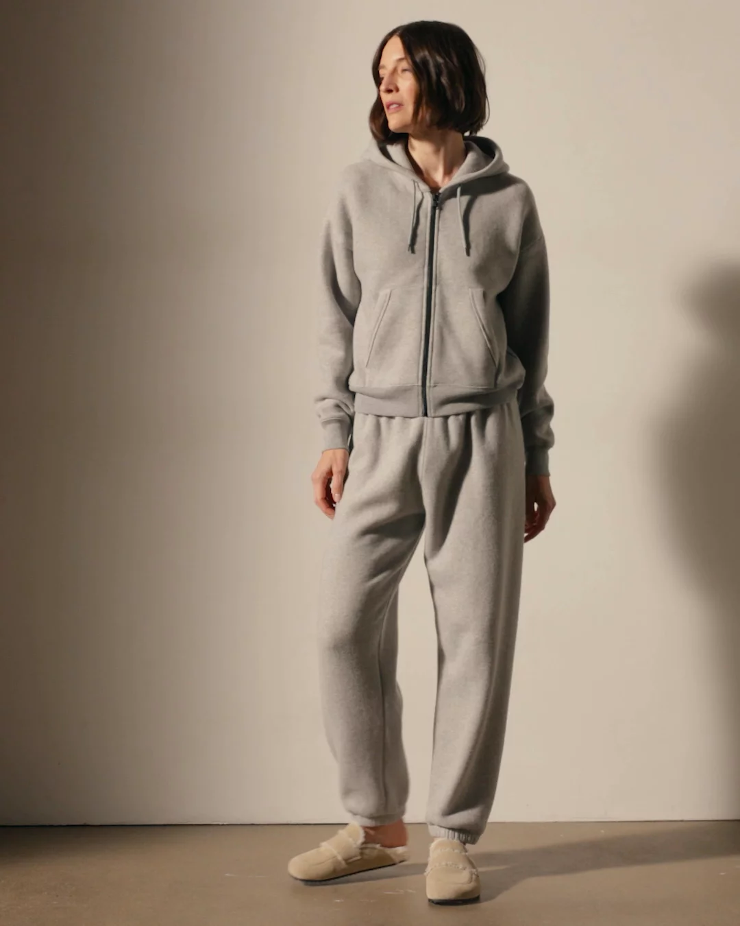 Cozy Fleece Zip Hoodie - Heather Grey | James Perse Los Angeles
