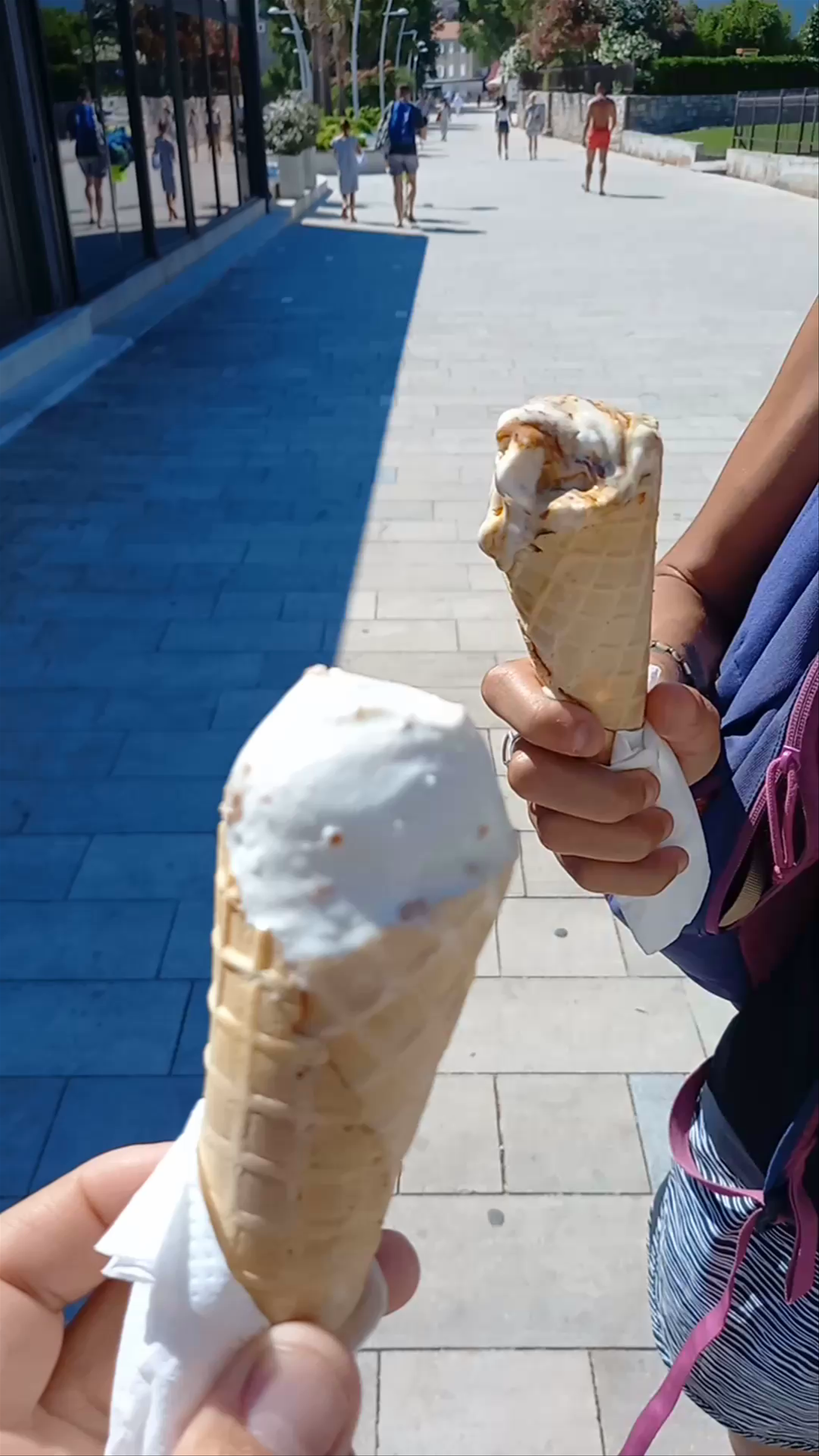 Summer Delight: Enjoying Ice Cream Cones in Petrovac, Montenegro