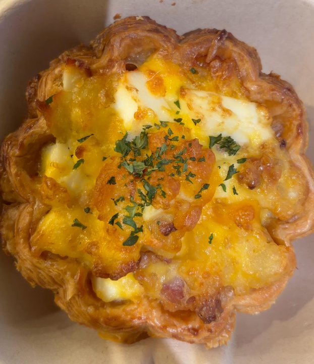Naisnow Tea and Bakery - Closeup Shot of the Savory Bacon Potato Salad Tart - Bubble Tea Near Me - Flushing, New York