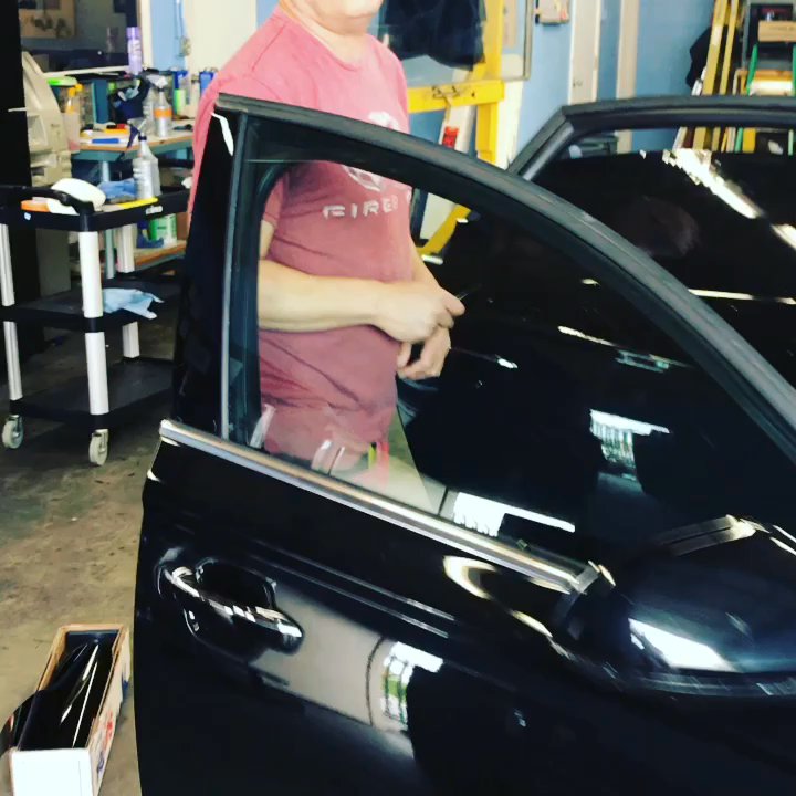 Tint Master City - Guys hard at working improving the look of my daughter's new car. - Home Window Tinting Near Me - Canoga Park, California
