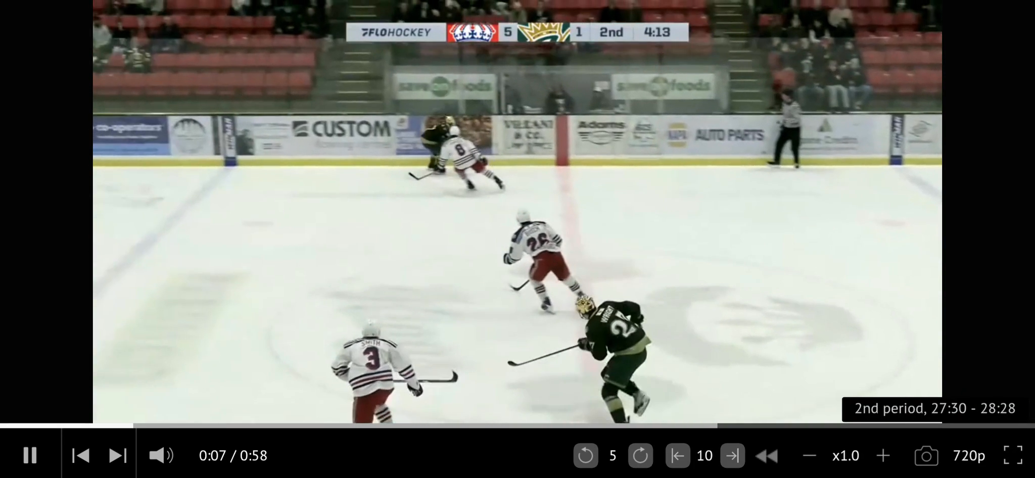 Noah Smith #3 BCHL Debut offensive rush play vs Powell River Kings