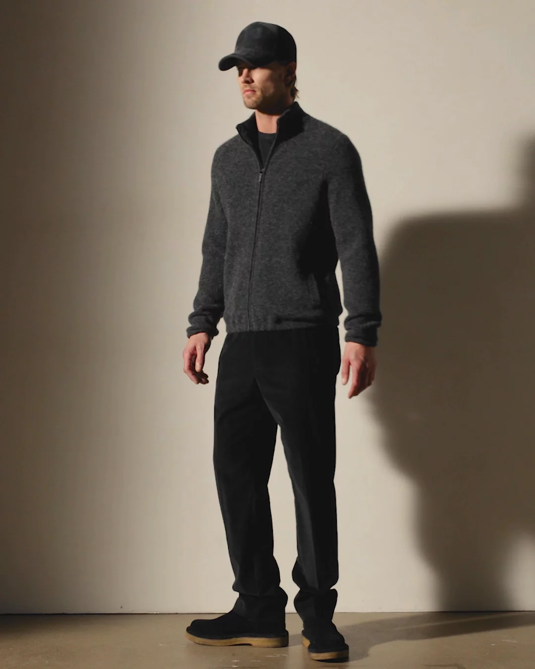 Wool Alpaca Stretch Zip Front - Anthracite | James Perse Los Angeles