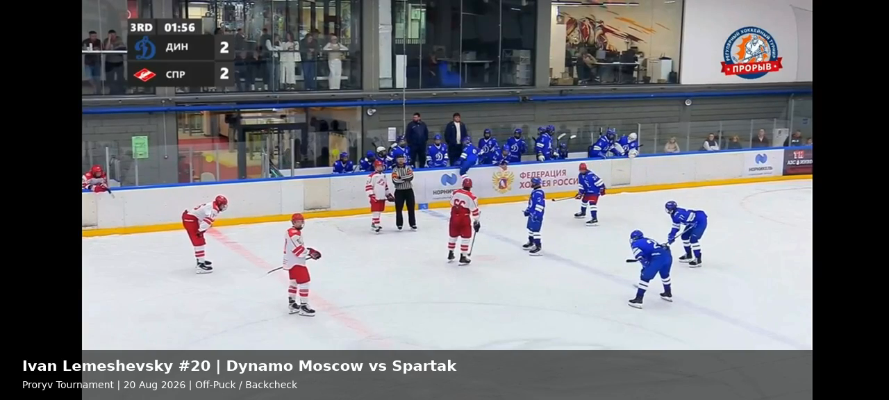 Ivan Lemeshevsky #20 — Backcheck & Off-Puck Play vs Spartak | Proryv Tournament