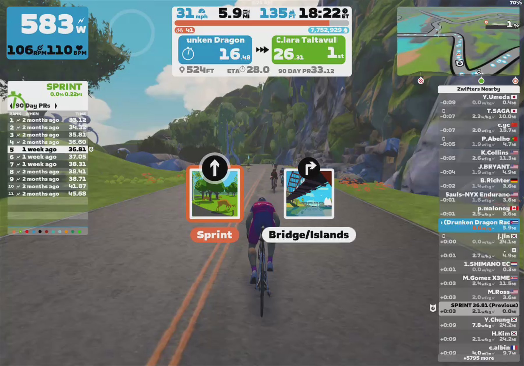 Zwift - Pacer Group Ride: Volcano Flat in Watopia with Bernie