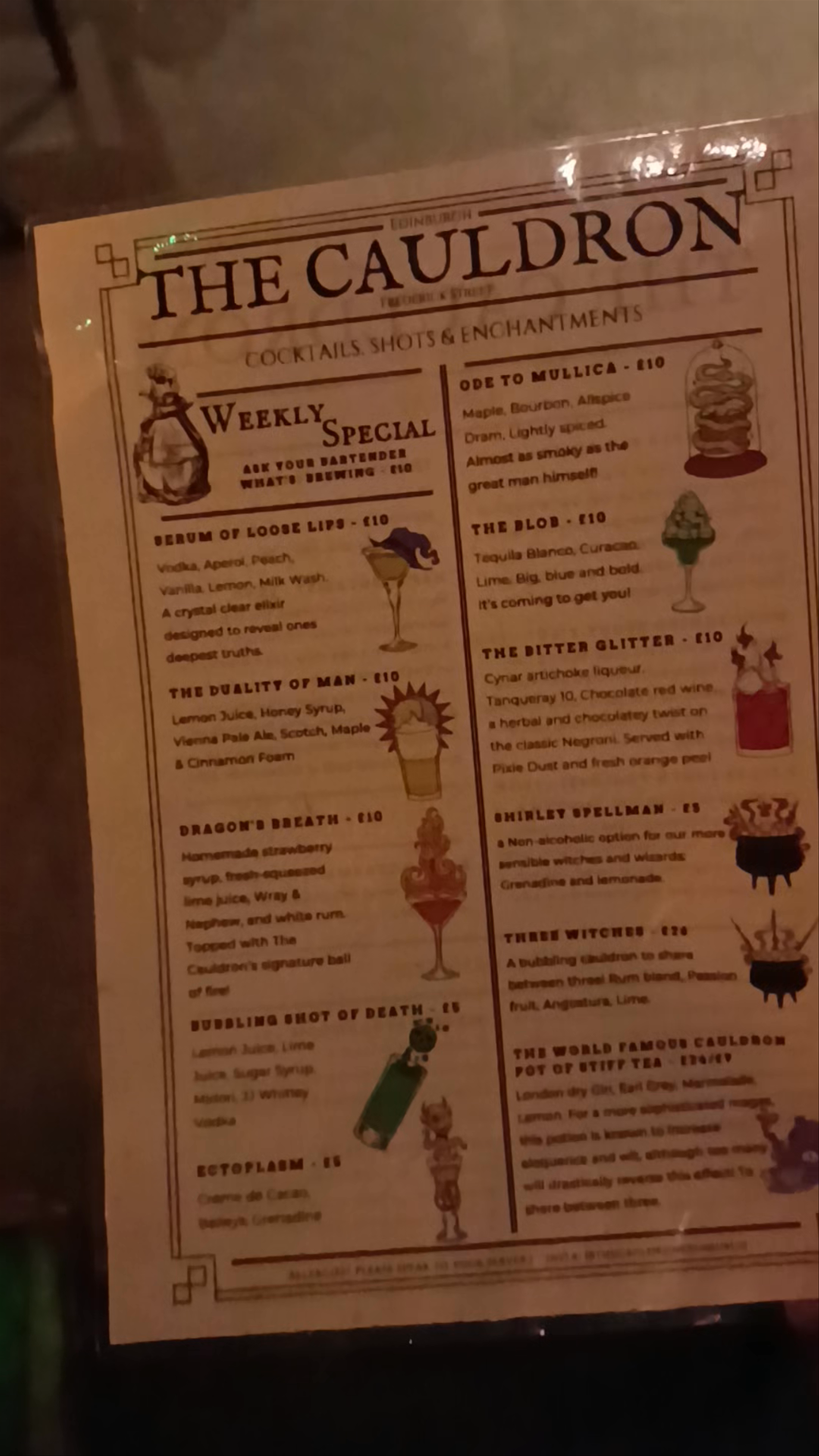 The Cauldron Edinburgh: Magical Cocktails & Enchanting Ambiance