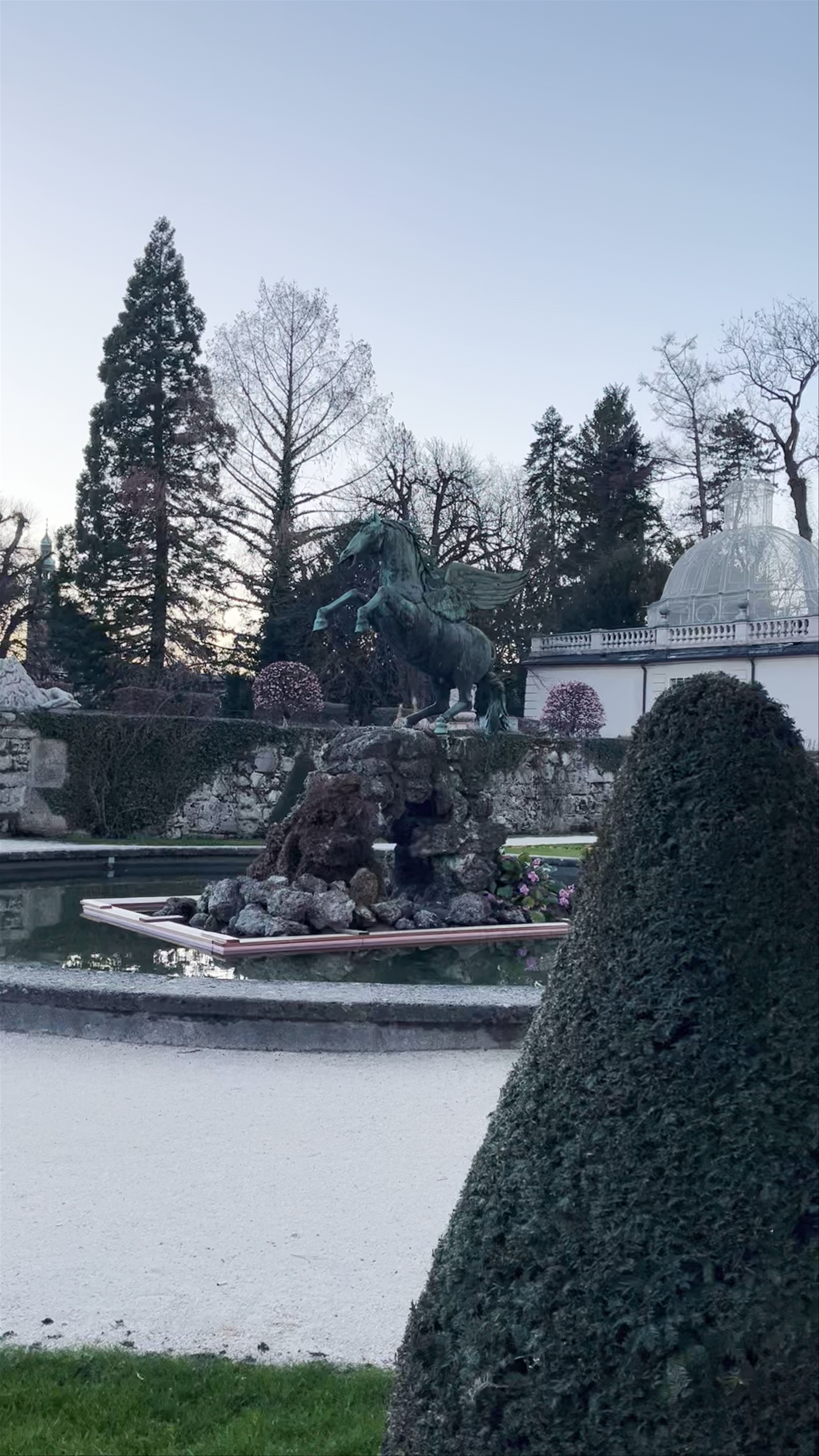 Pegasus Fountain at Mirabellplatz, Salzburg: A Serene Evening Escape