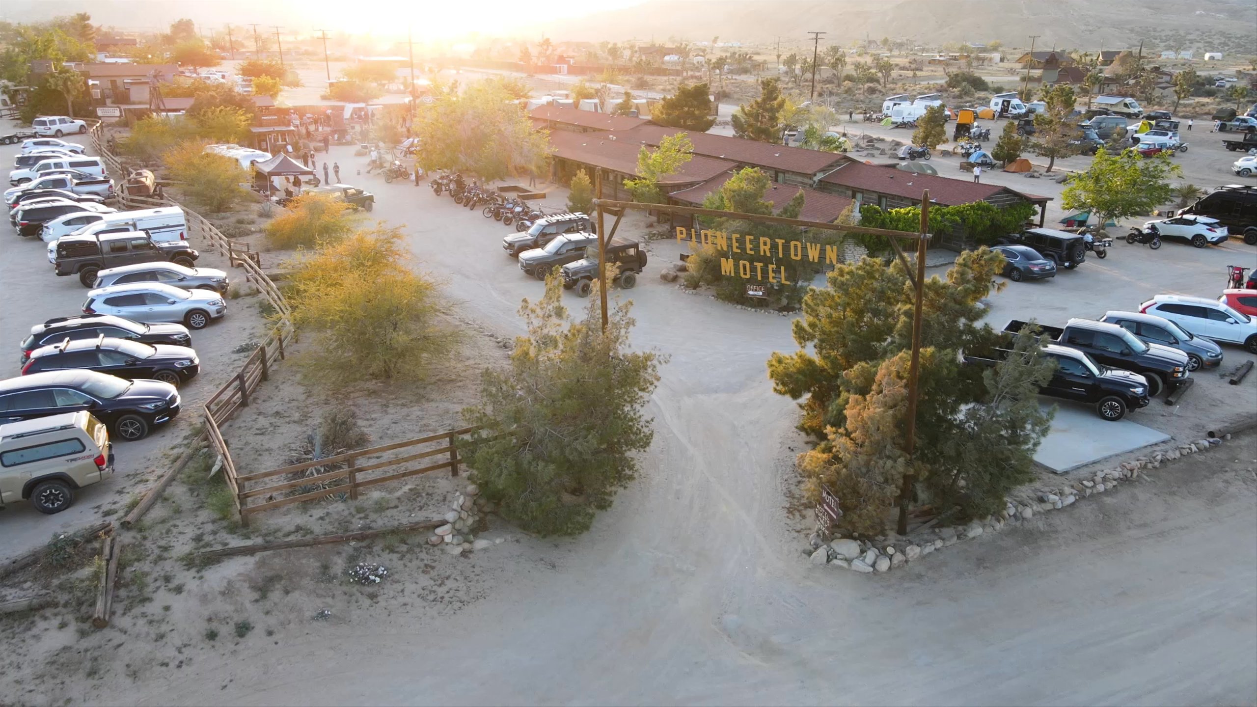 Aerial view of Pioneertown during Aether Rally