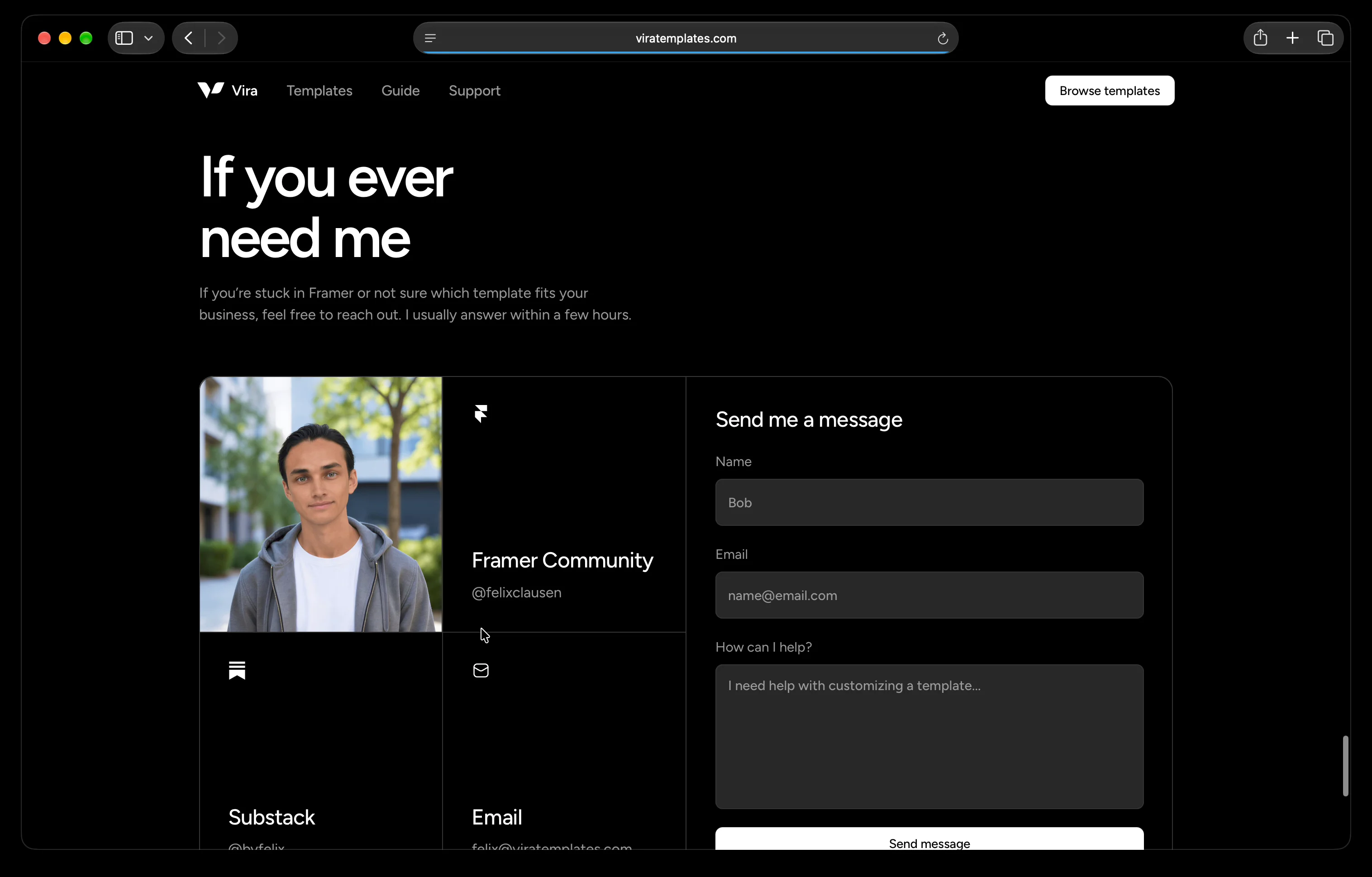 The general part of my customization guide is now available directly on my website! 🥳It covers everything you need to know, from never having used Framer to a professional website. I’ve also included tools I use to build websites, how to use AI and a lot more. Each template also has its own “Start here”-guide inside, with 4 steps and prompts made just for that template.https://viratemplates.com/guide